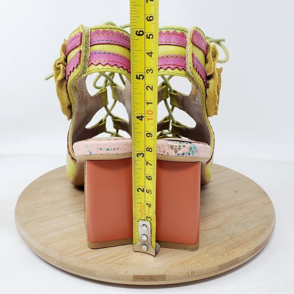 L'Artiste Shoes Womens 35 Supercute Colorful Flower Lace Up Fishtail Heel Sandal - Picture 9 of 13